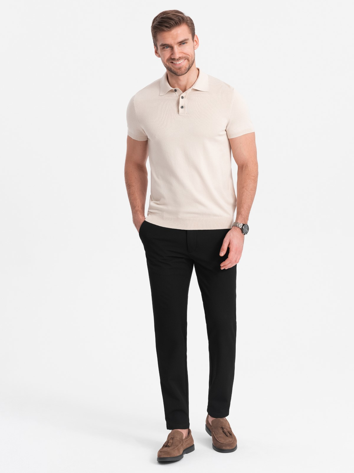 elegantsed klassikalise lõikega meeste chino püksid - helehall v1 om-pacp-0191 - Image 31