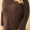 Naiste plus-size puuvillane pikkade varrukatega pusa pitsdetailiga - Thumbnail Image 10