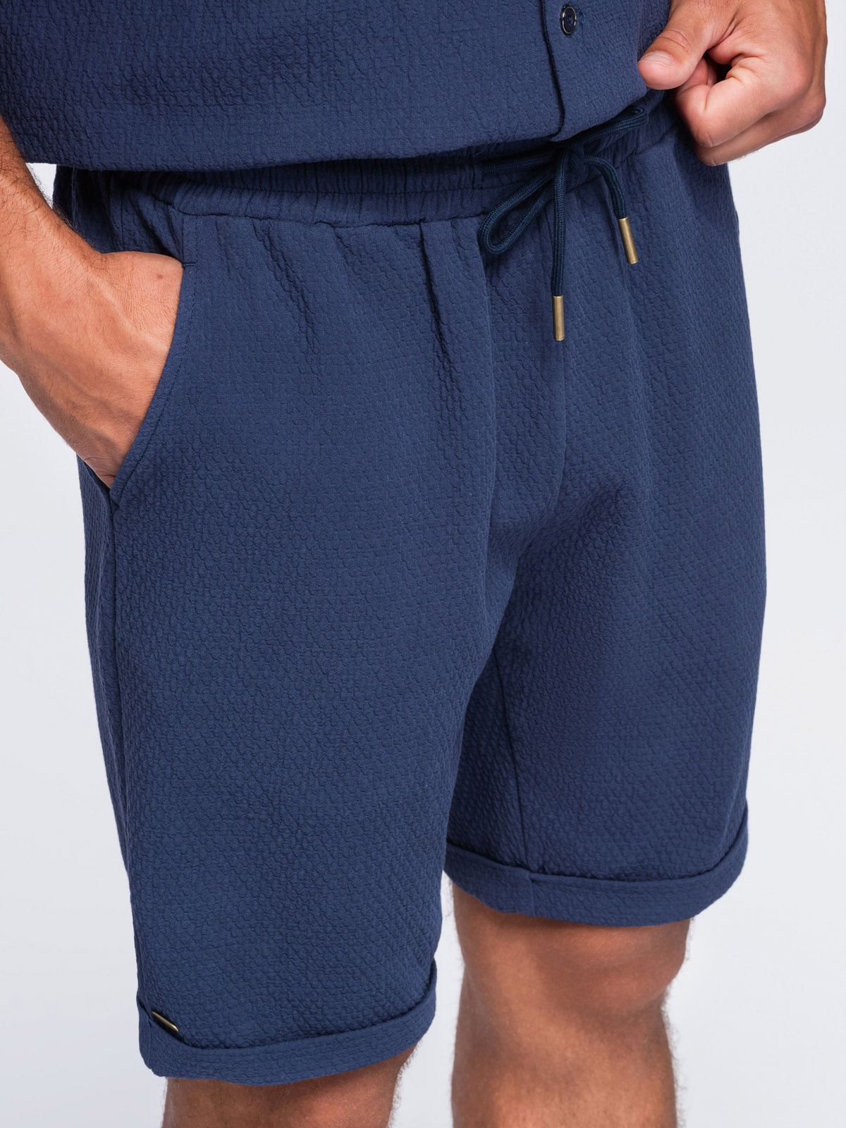 Meeste lühikesed püksid tekstuursest puuvillast Ombre Clothing - Image 3
