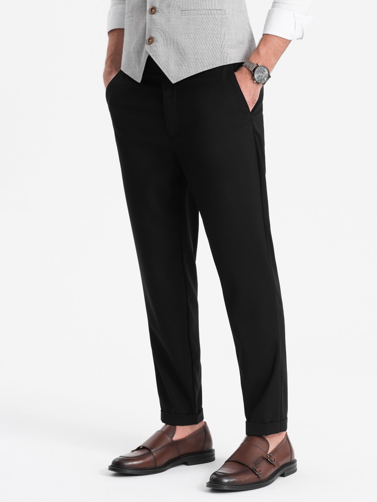 Elastse vöökohaga meeste chino-püksid Ombre Clothing - Image 28