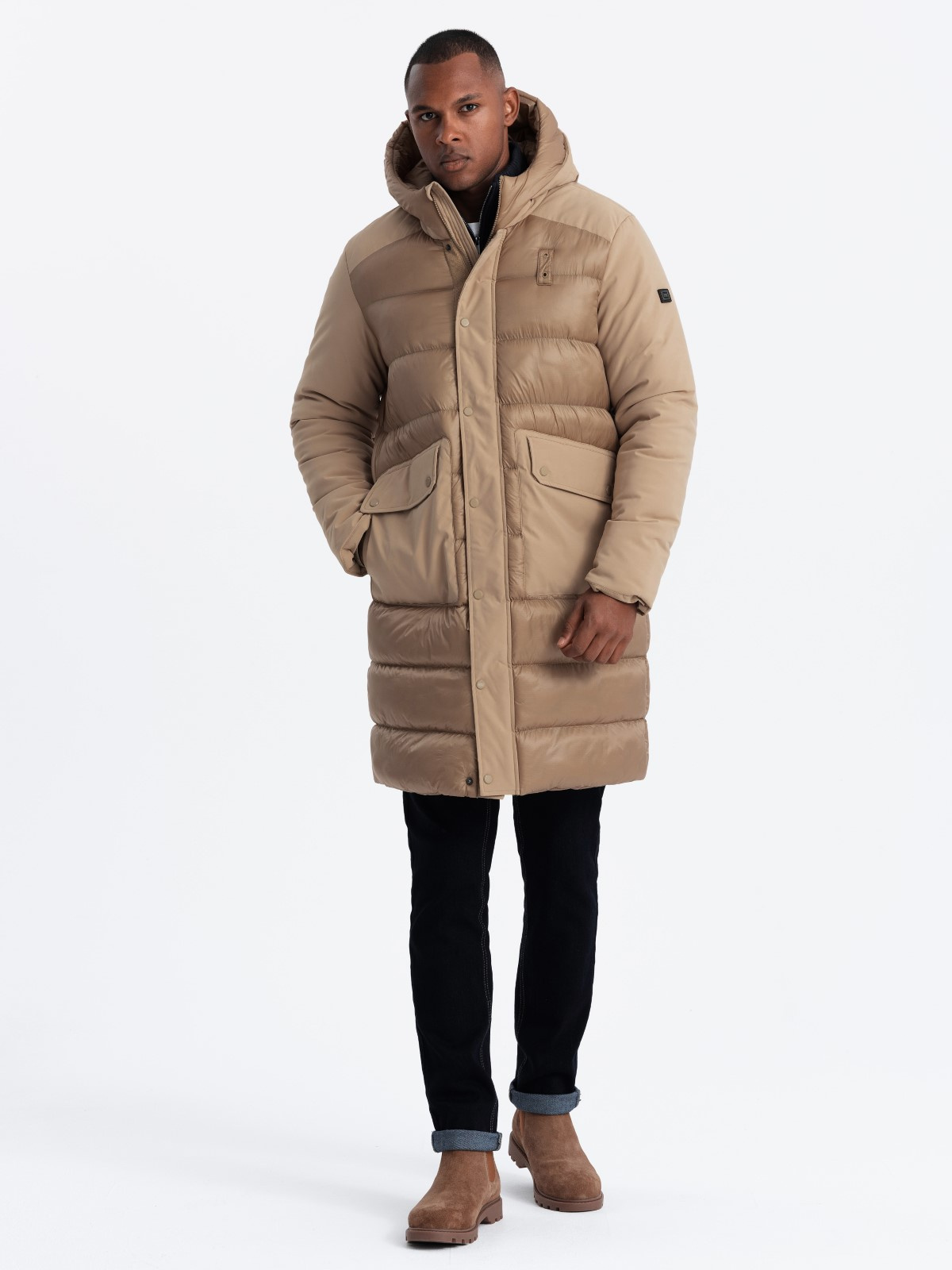 Meeste pikem tepitud talvejope kapuutsiga Ombre Clothing - Image 34