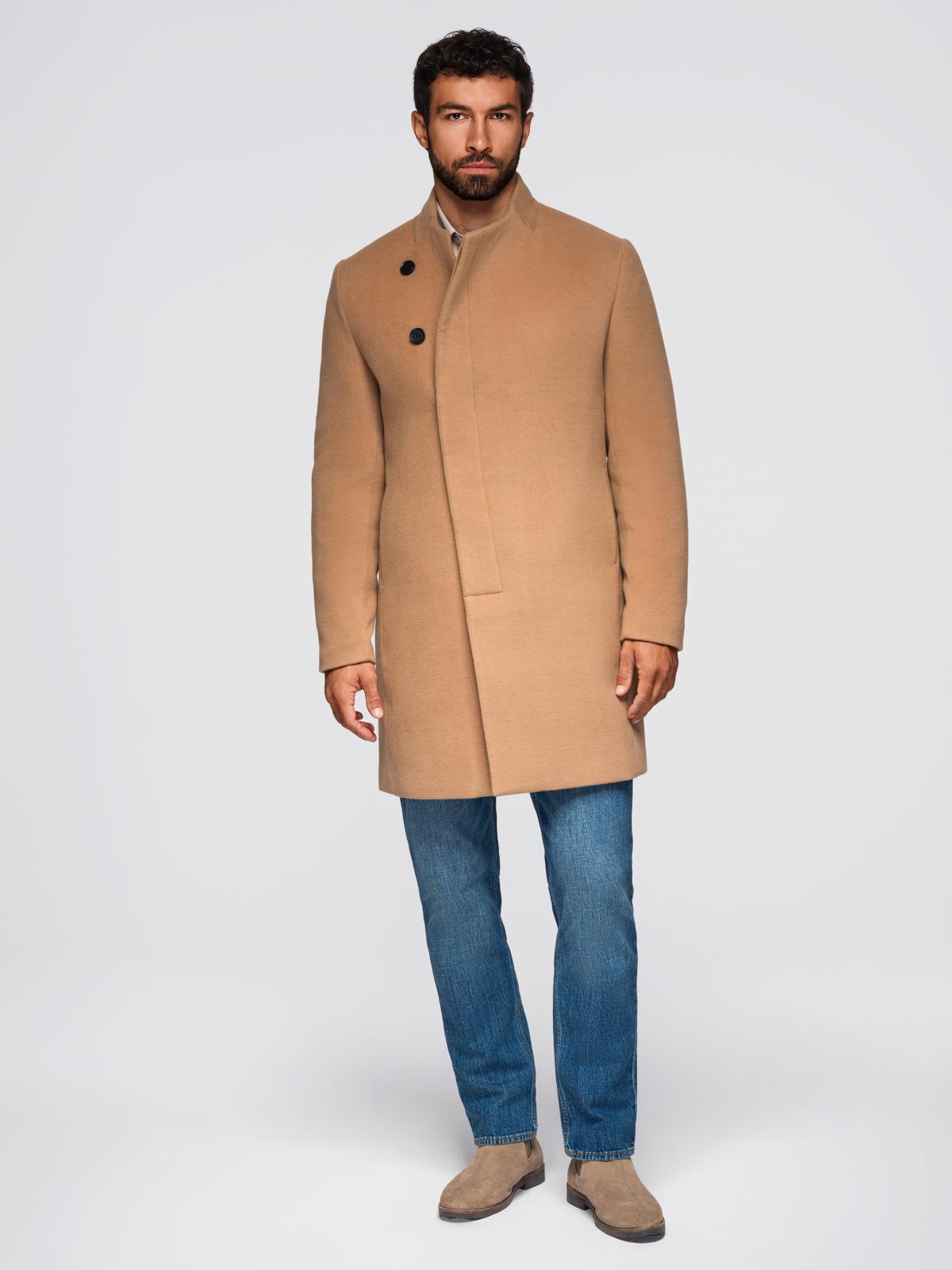 Ombre Clothing meeste poolpikk mantel püstkrae ja nööpidega - Image 32