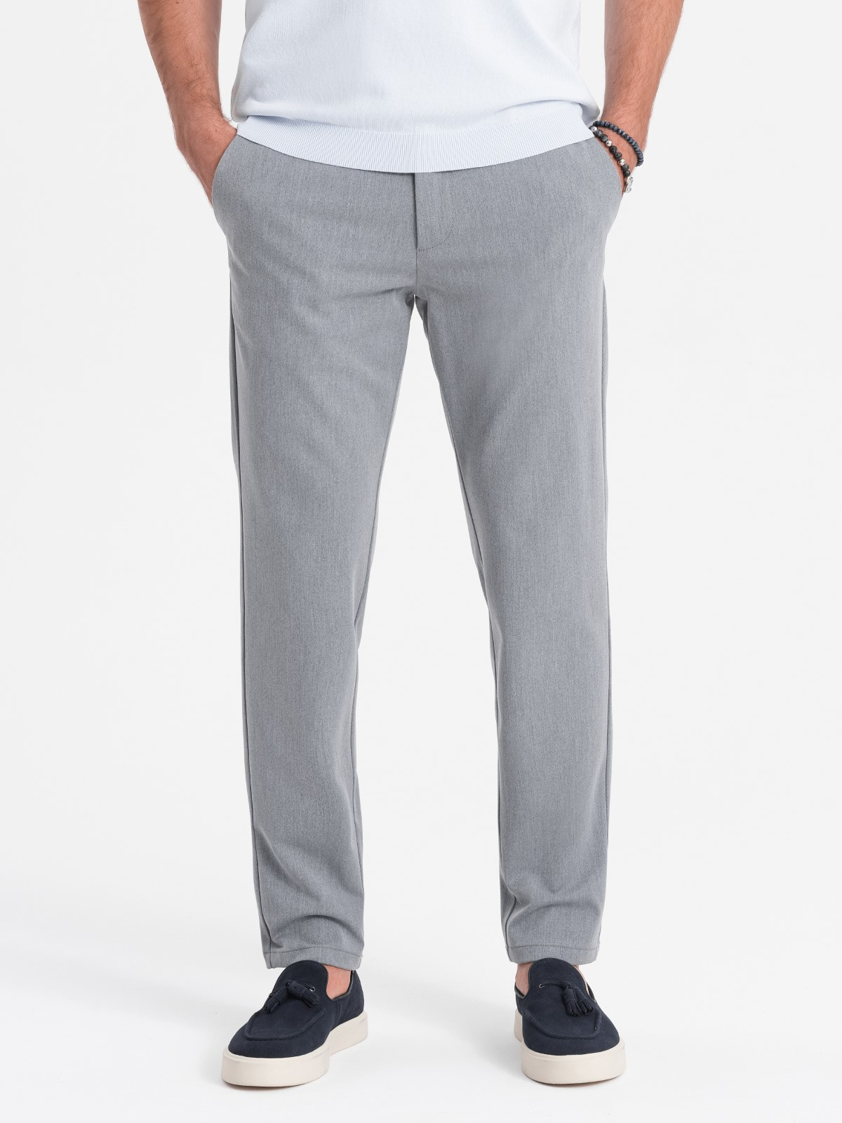 elegantsed klassikalise lõikega meeste chino püksid - helehall v1 om-pacp-0191 - Image 4