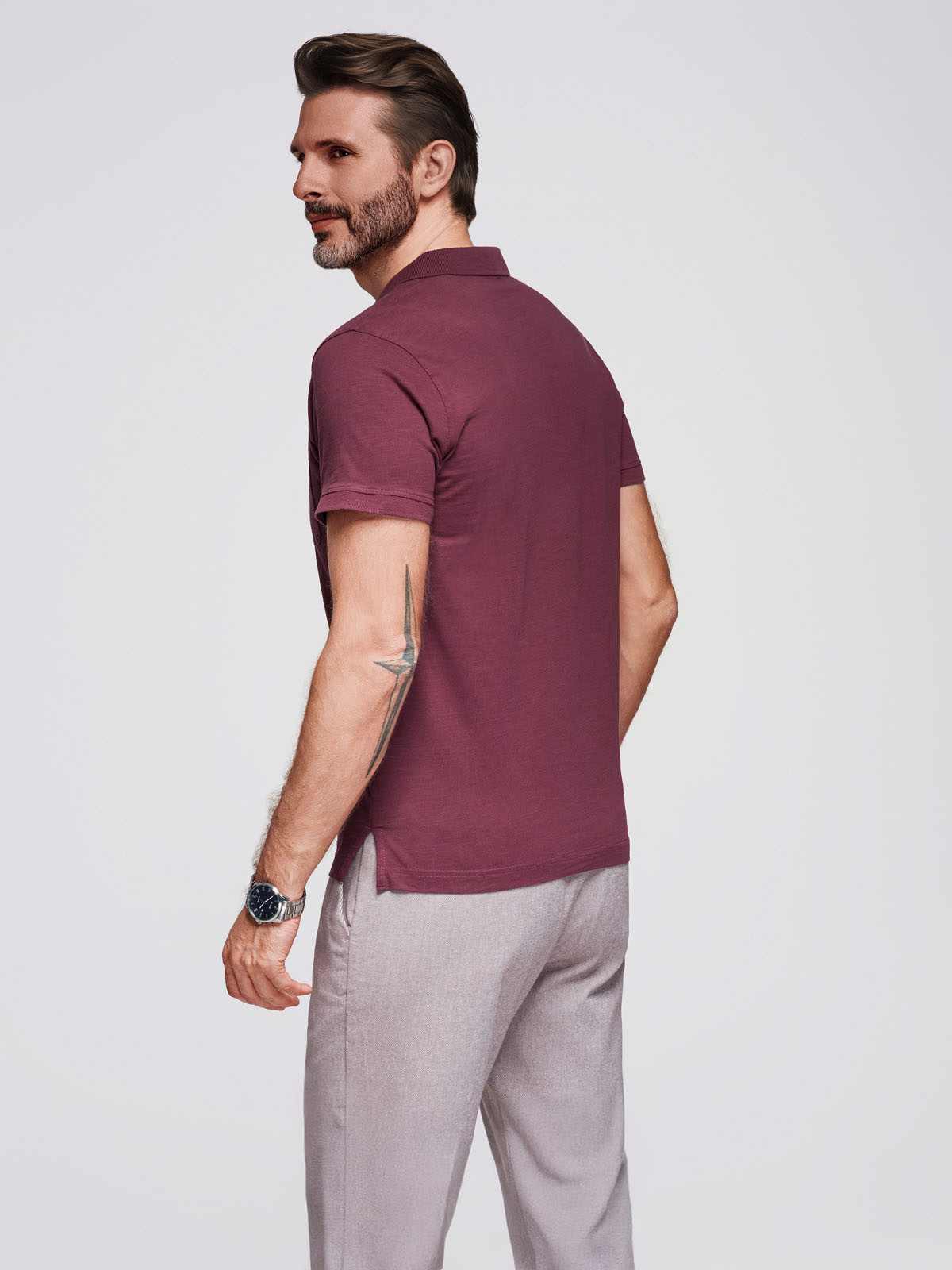 meeste polo t-särk - maroon v6 s1744 - Image 5