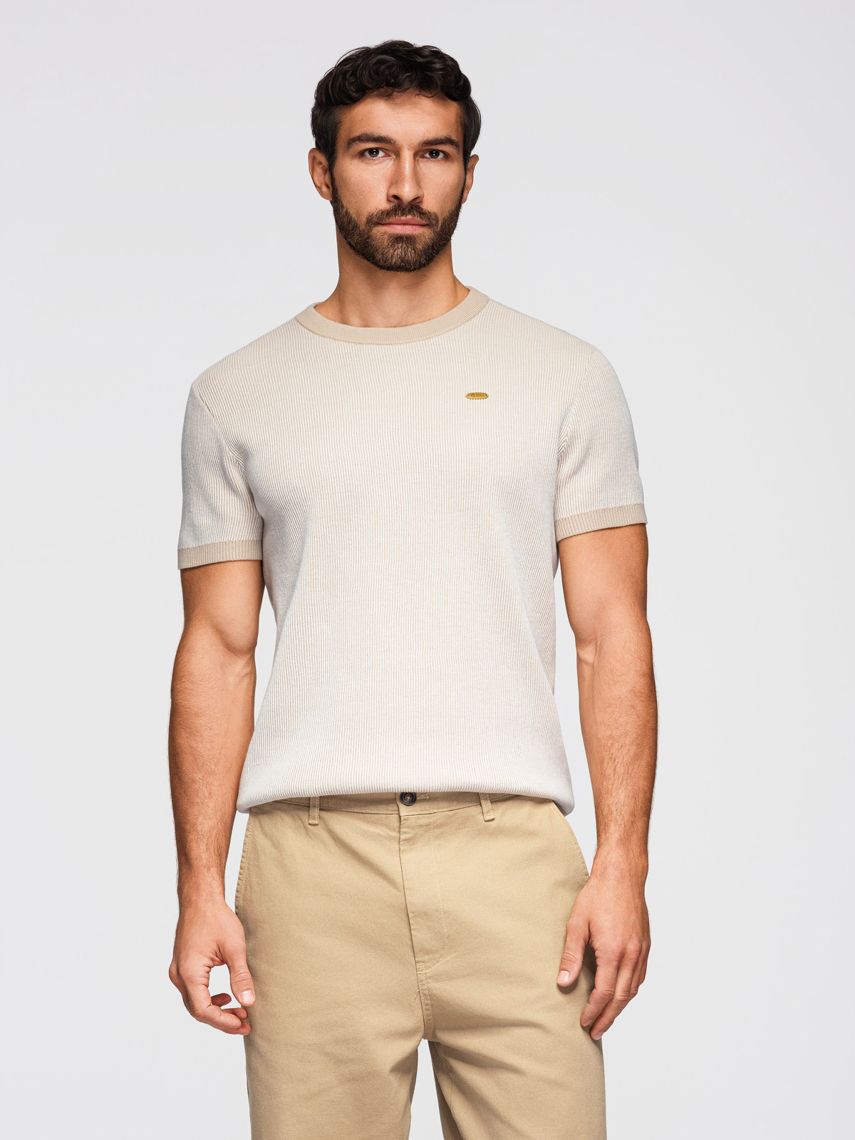 Meeste struktuurne kootud puuvillane T-särk Ombre Clothing - Image 1