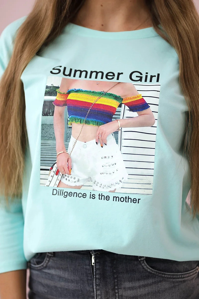 Naiste pikkade varrukatega pluus trükipildiga Summer Girl - Image 4