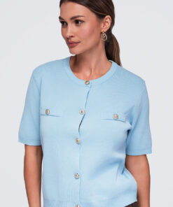Ombre Clothing nööpidega lühikeste varrukatega naiste pluus