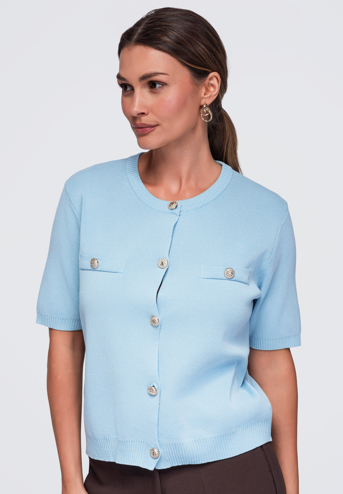 Ombre Clothing nööpidega lühikeste varrukatega naiste pluus - Image 1