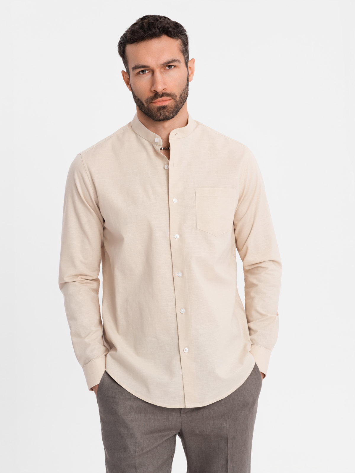 Meeste linane püstkraega triiksärk Ombre Regular Fit - Image 31