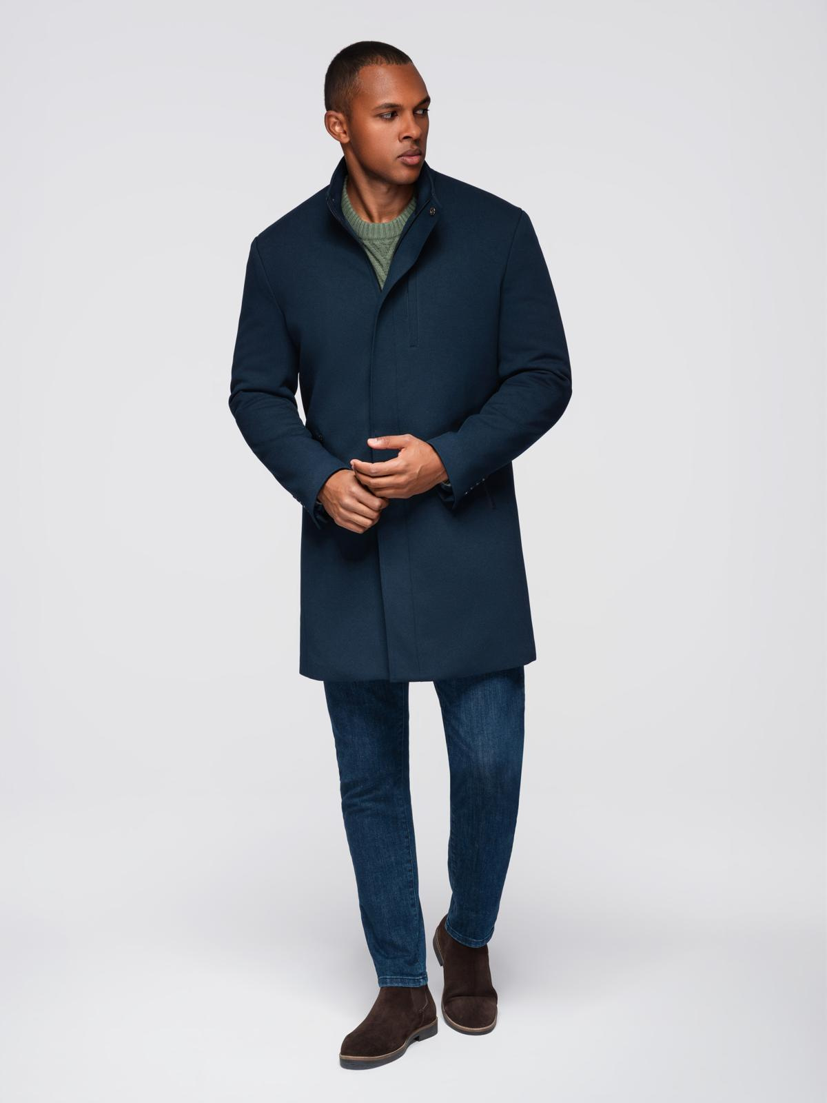 Meeste mantel püstkrae ja peidetud nööpkinnitusega Ombre Clothing - Image 12