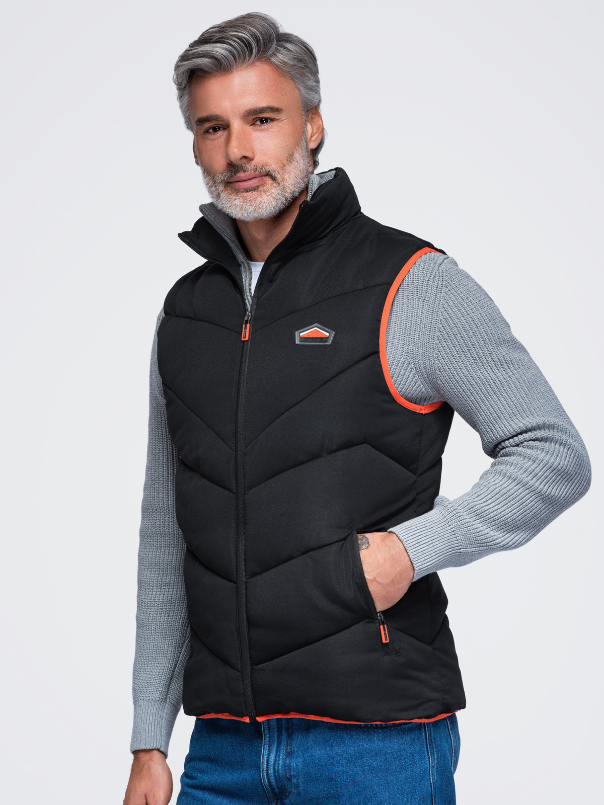 Meeste tepitud vest püstkrae ja tõmblukuga taskutega Ombre Clothing - Image 16