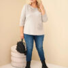 Naiste plus-size puuvillane pikkade varrukatega pusa pitsdetailiga - Thumbnail Image 19