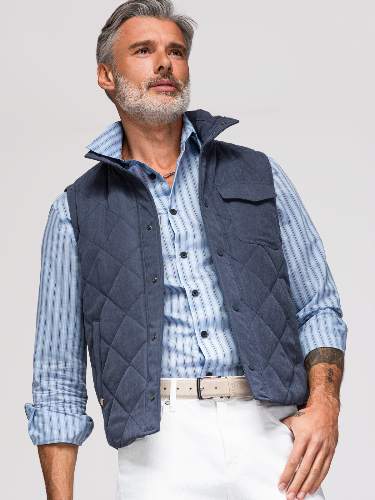 Meeste tepitud vest püstkrae ja tõmblukuga taskutega Ombre Clothing - Image 39