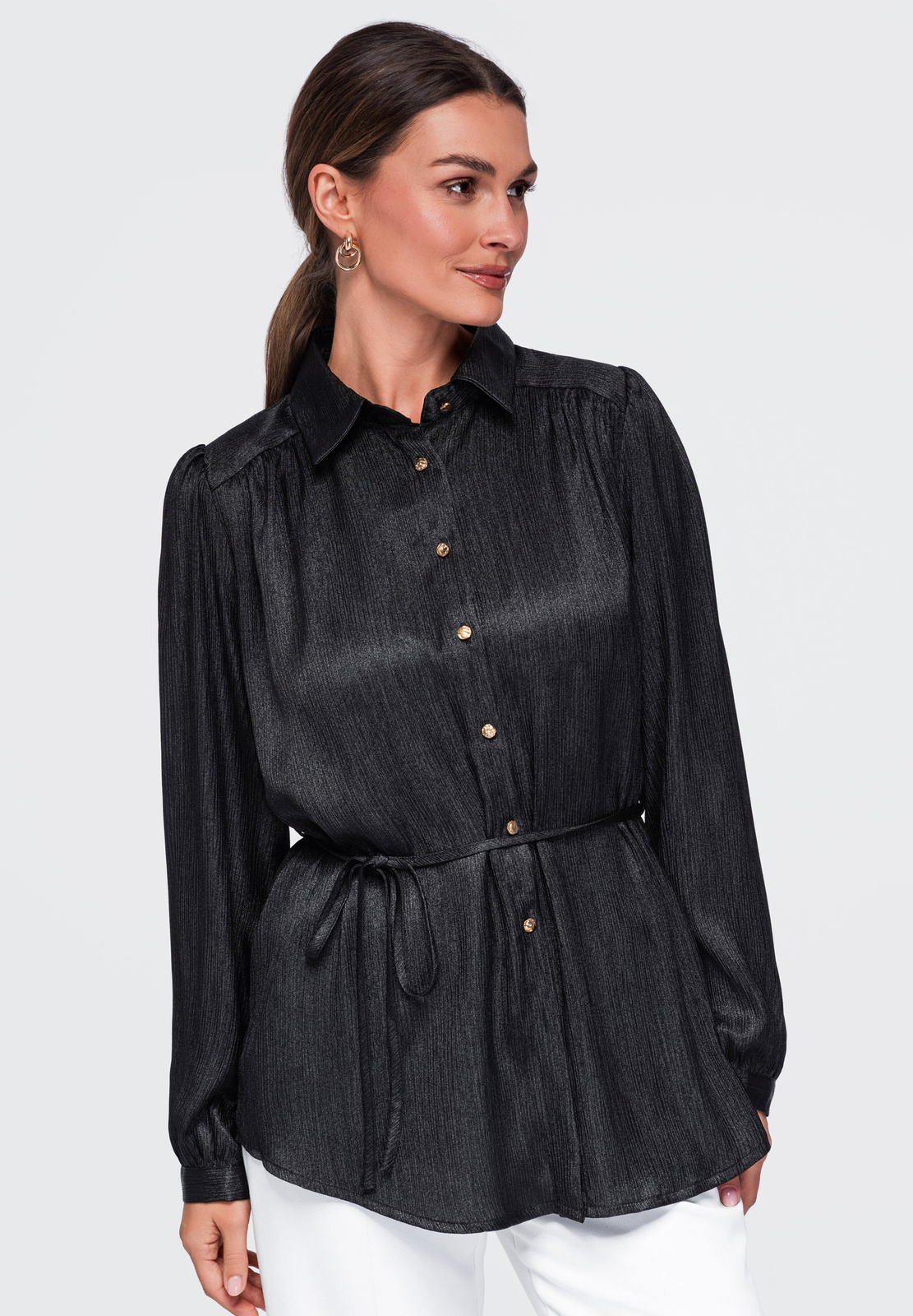 Pikema lõikega naiste särkpluus vööga Ombre Clothing - Image 1