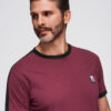 meeste puuvillane kontrastsete vahetükkidega t-särk - maroon v2 s1632 - Thumbnail Image 2