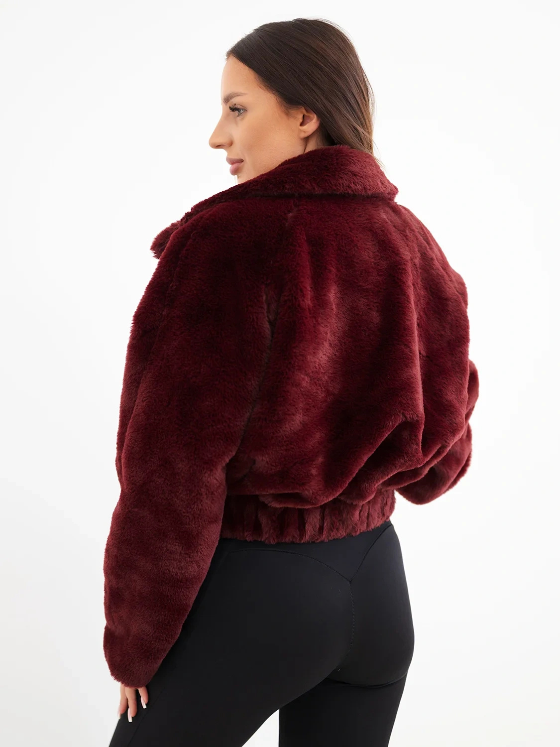 Naiste lühike karvane bomber-jakk kraega - Image 8