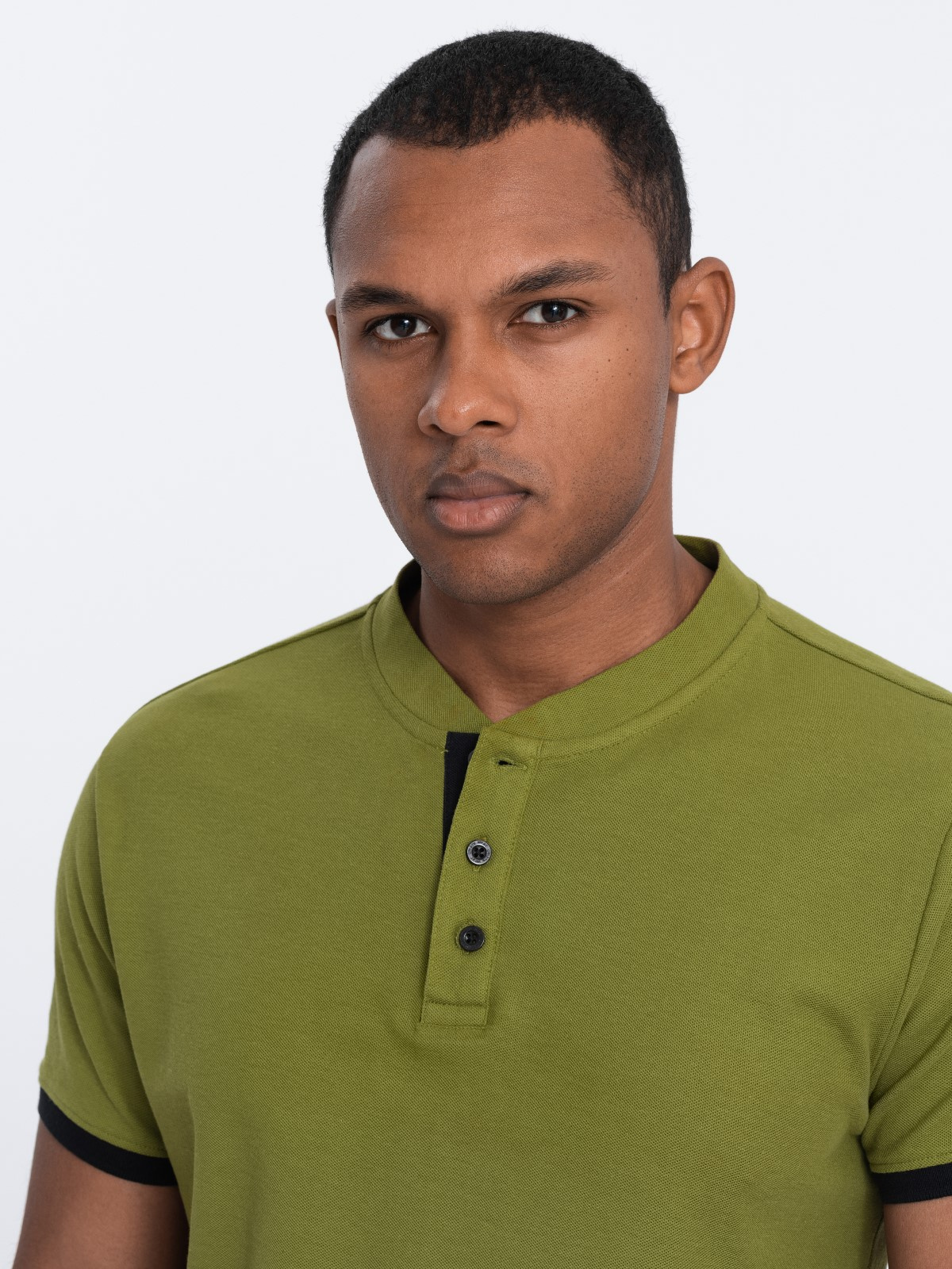 Meeste püstkrae ja nööpidega polosärk Ombre Clothing - Image 170