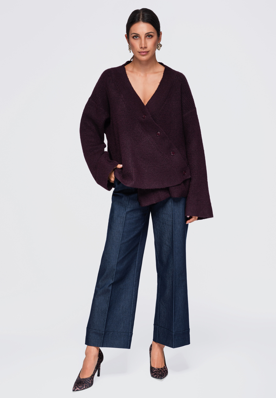 Ombre Clothing naiste asümmeetriline nööpidega kampsun - Image 2