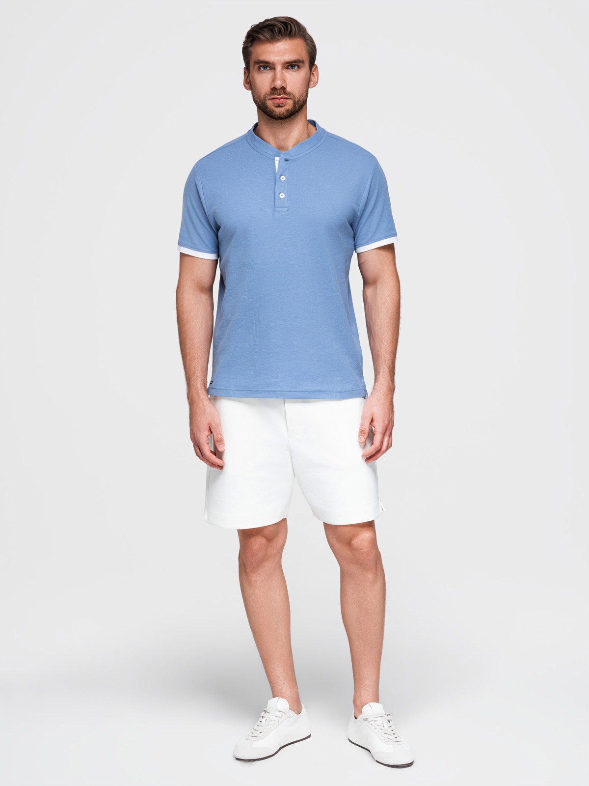 Meeste püstkrae ja nööpidega polosärk Ombre Clothing - Image 154