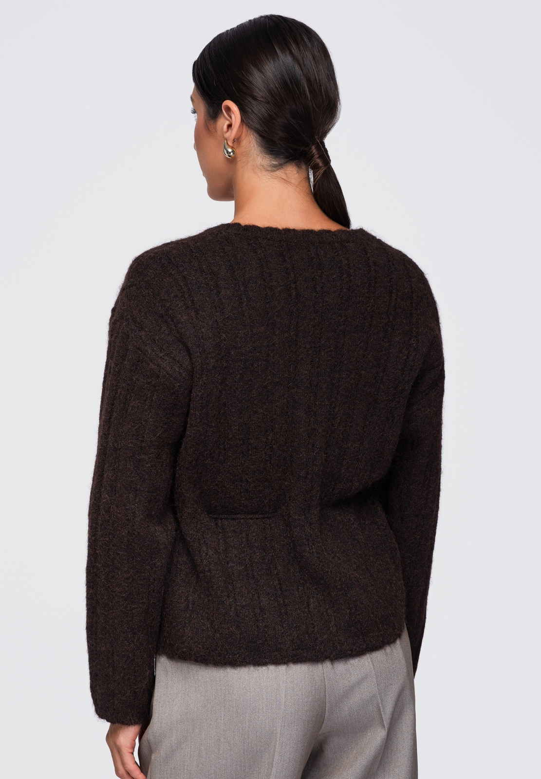 Ombre Clothing naiste nööpidega kootud kampsun seotava vööga - Image 11