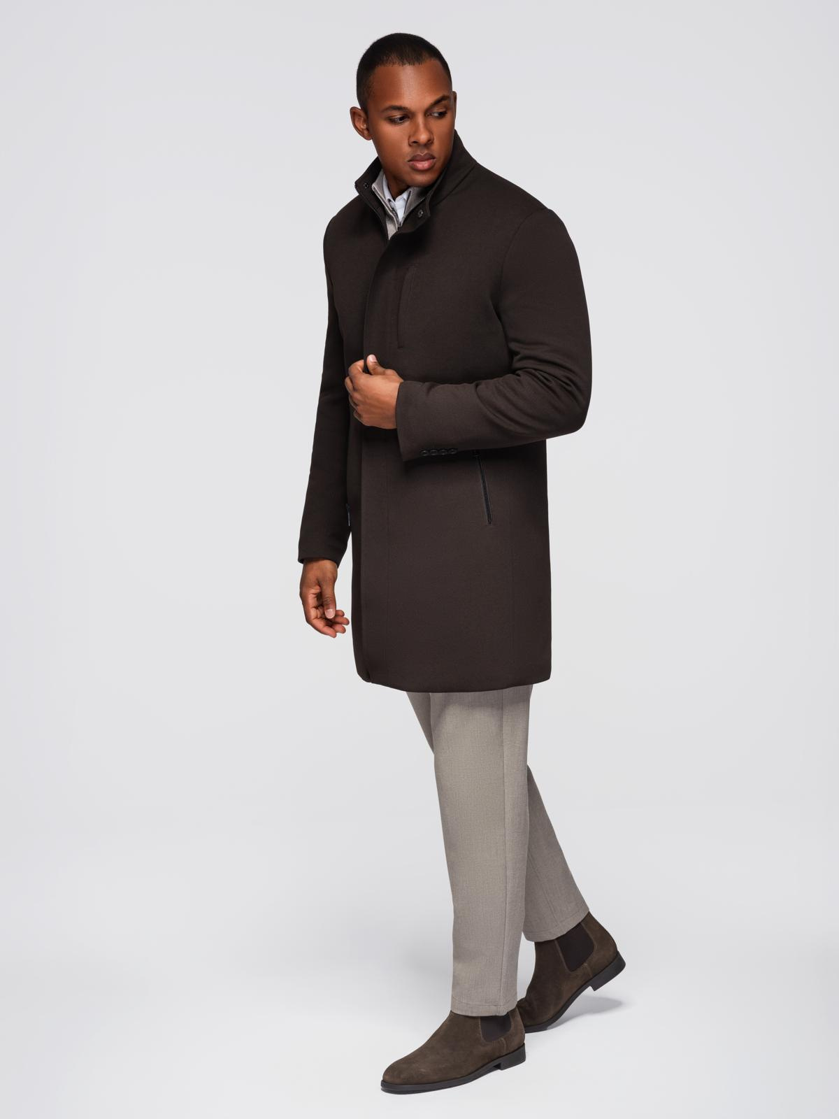 Meeste mantel püstkrae ja peidetud nööpkinnitusega Ombre Clothing - Image 41