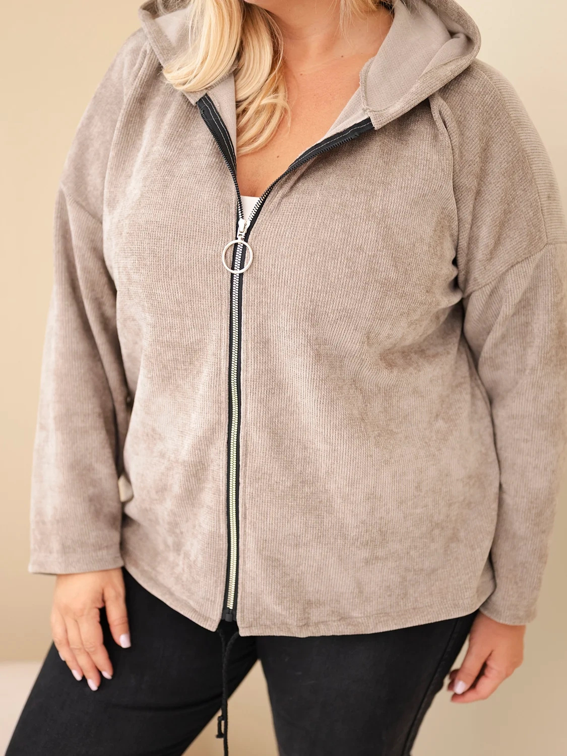 Naiste sametine lukuga kapuutsiga pusa Kesi Plus Size - Image 67