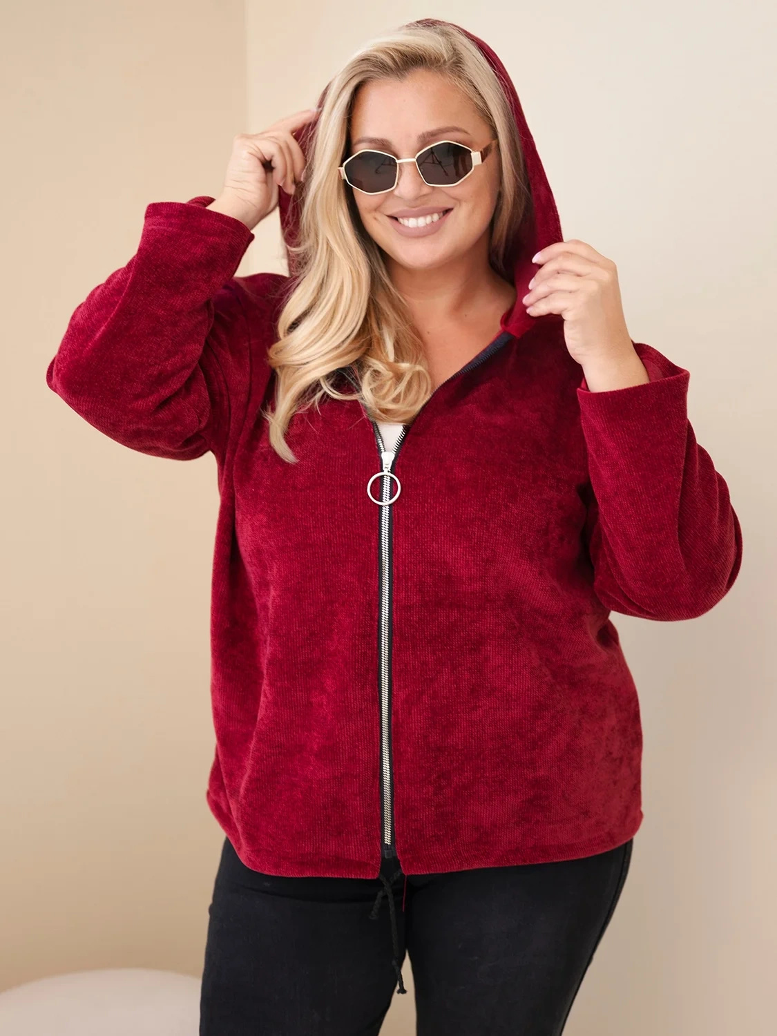 Naiste sametine lukuga kapuutsiga pusa Kesi Plus Size - Image 29