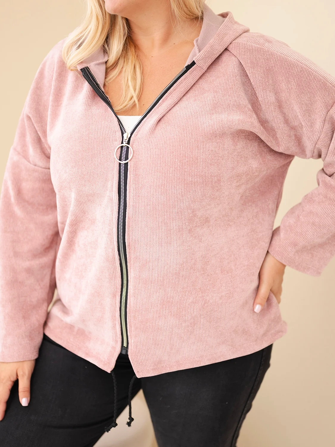 Naiste sametine lukuga kapuutsiga pusa Kesi Plus Size - Image 24