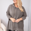Naiste kapuutsiga puuvillane pusa Kesi Plus Size palmikmustriga - Thumbnail Image 4