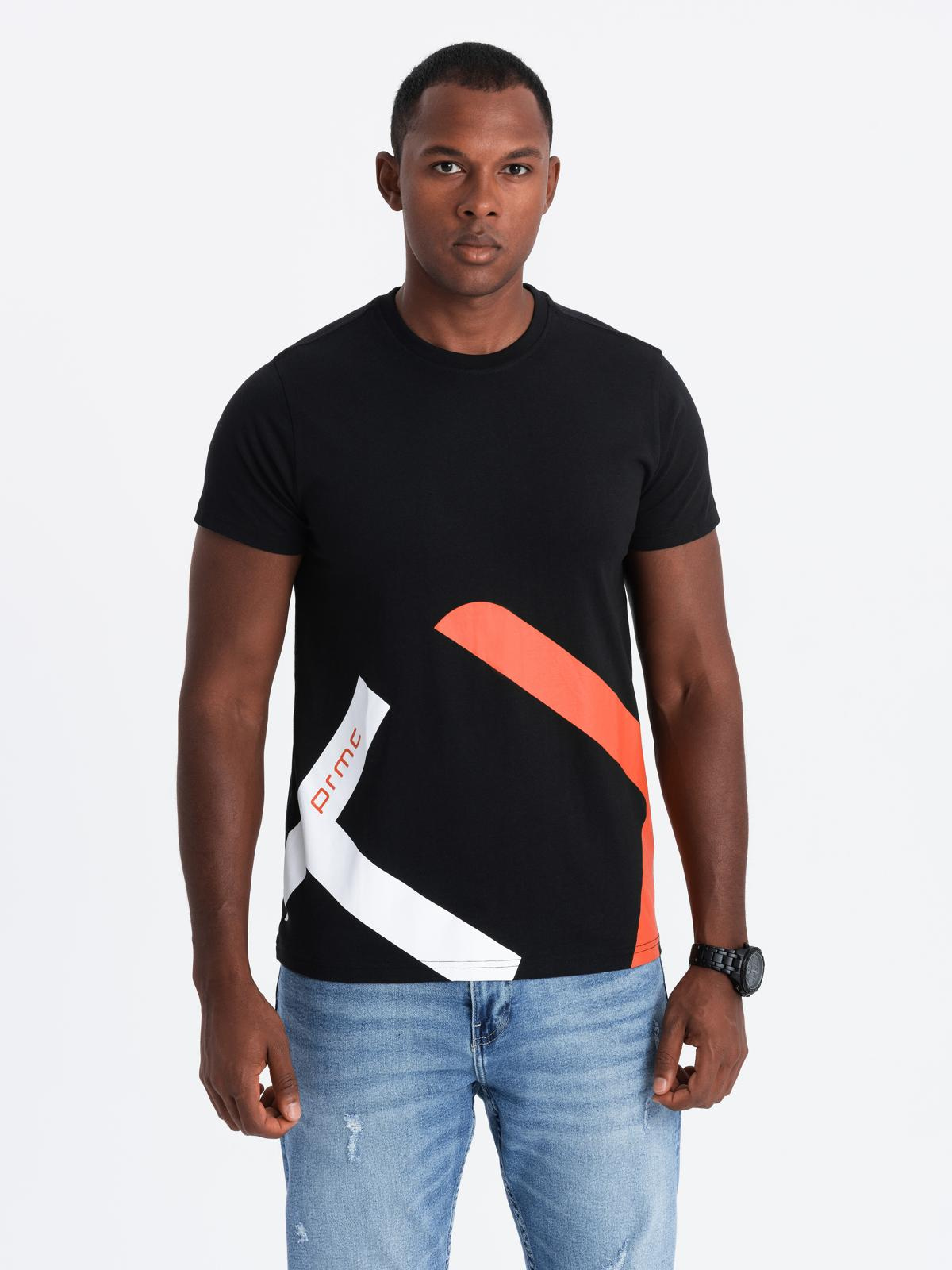 Meeste puuvillane T-särk kontrastse geomeetrilise trükiga Ombre Clothing - Image 1
