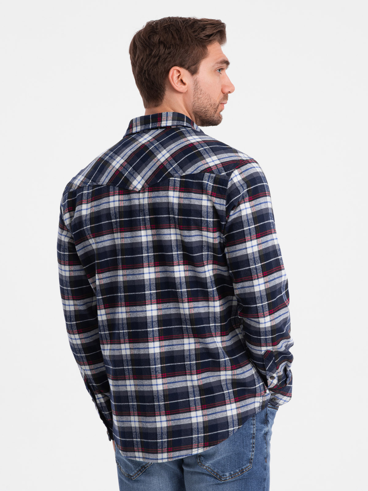 Ombre meeste ruuduline flanellsärk rinnataskutega - Image 14