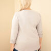 Naiste plus-size puuvillane pikkade varrukatega pusa pitsdetailiga - Thumbnail Image 43