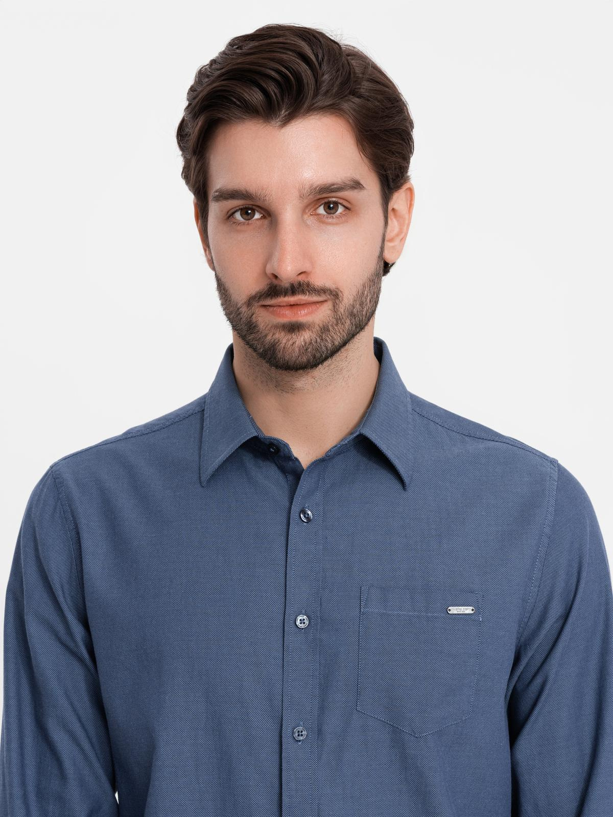 Meeste puuvillane triiksärk taskuga regular fit Ombre Clothing - Image 5
