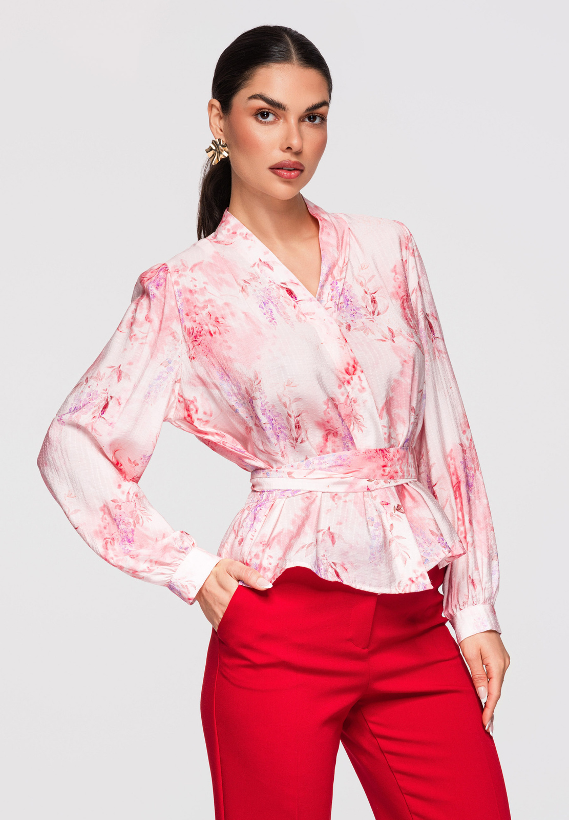 Larica seotava vöö ja peplum-alläärega naiste pluus - Image 4