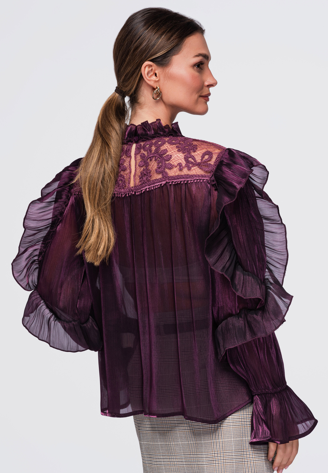 Ombre Clothing naiste pluus satside ja pitsdetailiga - Image 16