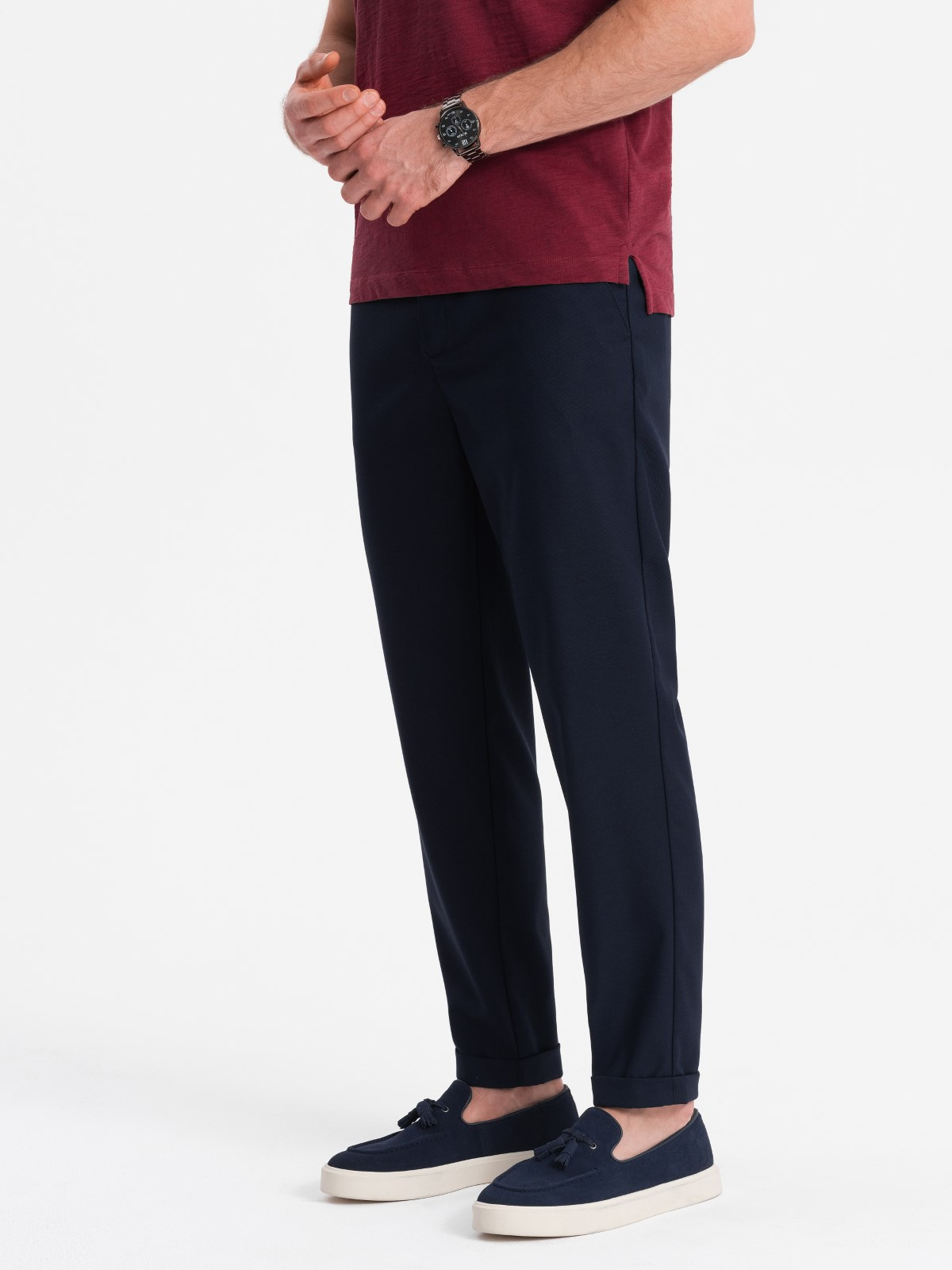 Elastse vöökohaga meeste chino-püksid Ombre Clothing - Image 23