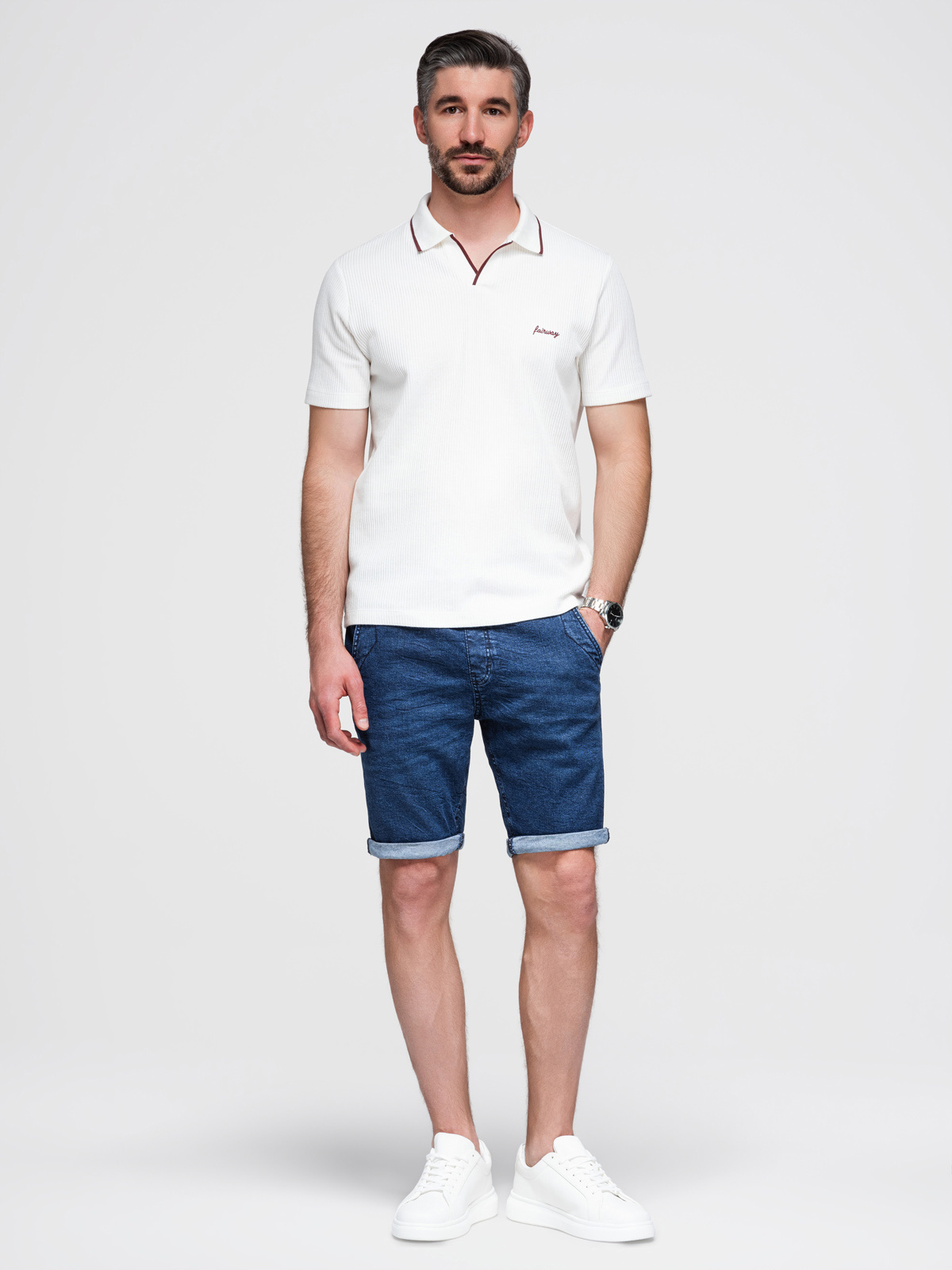 Ombre Clothing meeste teksalühikesed püksid nöörvööga - Image 13