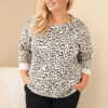 Naiste leopardimustriga pikendatud seljaosaga pluus Plus Size - Thumbnail Image 24