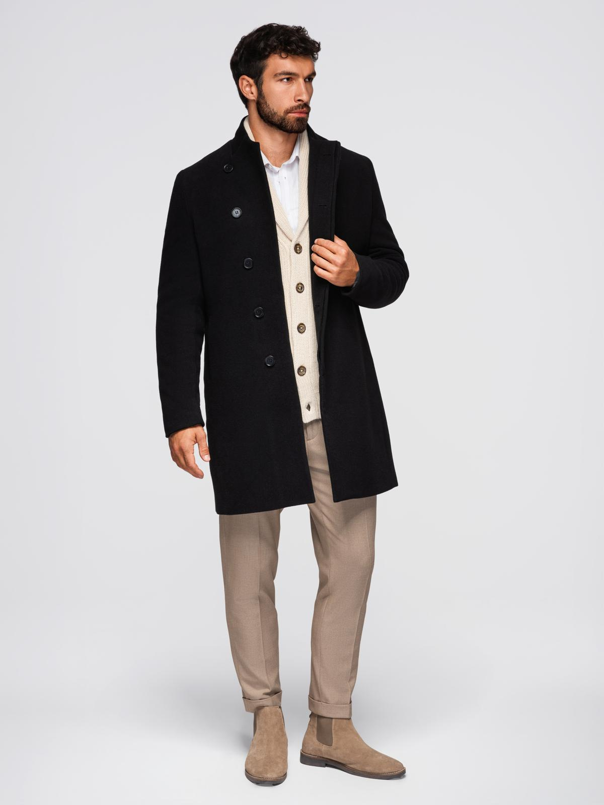 Ombre Clothing meeste poolpikk mantel püstkrae ja nööpidega - Image 11