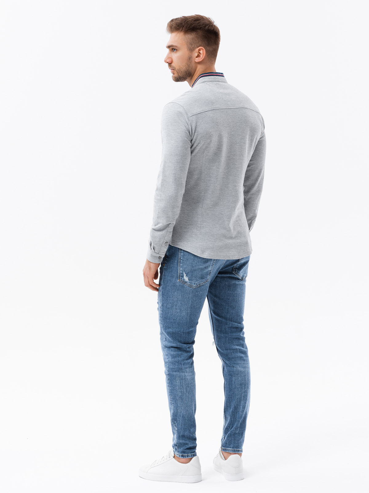 Meeste pikkade varrukatega särk püstkraega Ombre Clothing - Image 5
