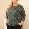 Naiste leopardimustriga pikendatud seljaosaga pluus Plus Size - Thumbnail Image 1