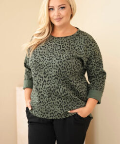 Naiste leopardimustriga pikendatud seljaosaga pluus Plus Size