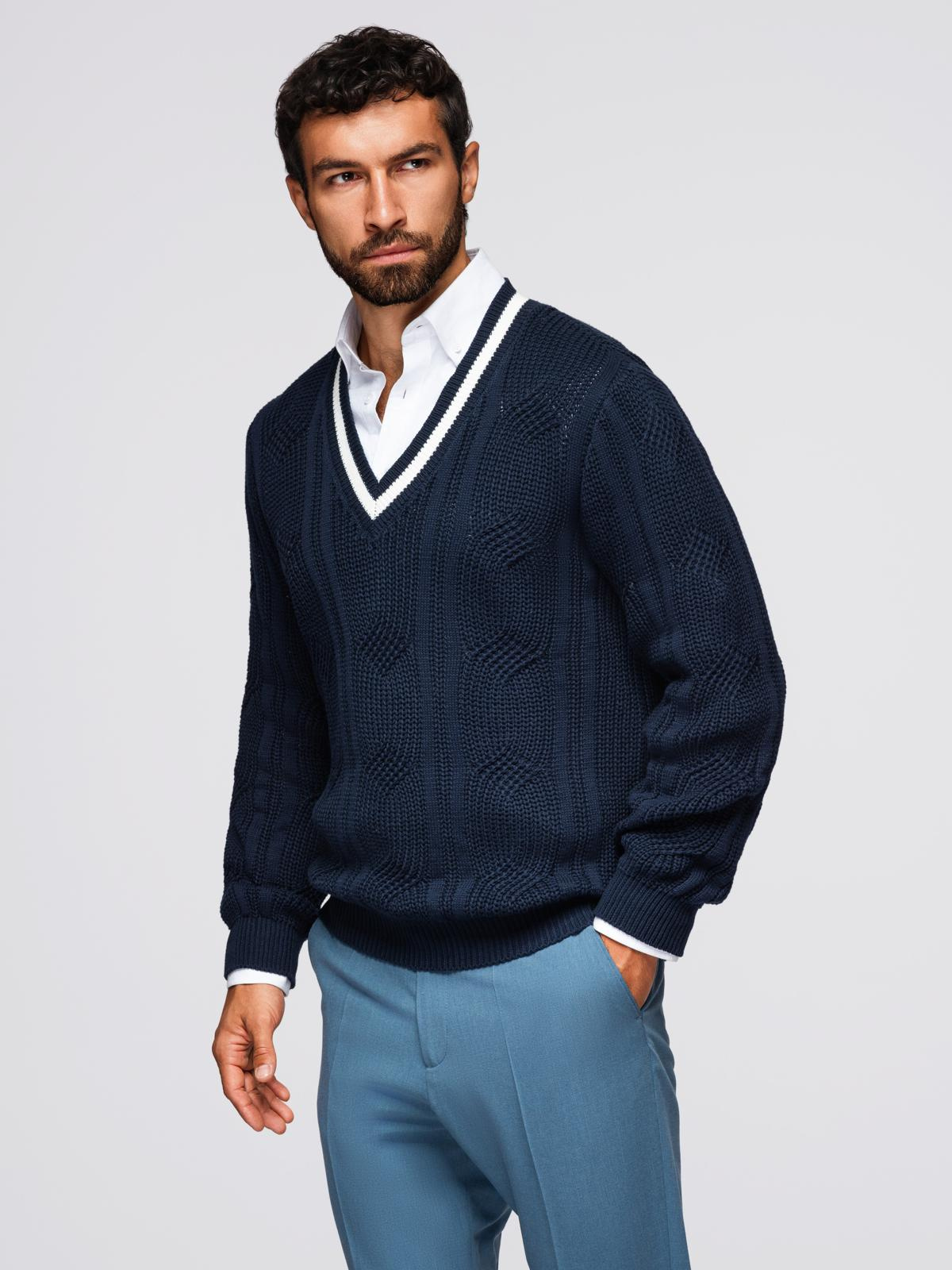 Meeste V-kaelusega kootud kampsun Ombre Clothing - Image 9
