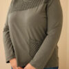 Naiste plus-size puuvillane pikkade varrukatega pusa pitsdetailiga - Thumbnail Image 6