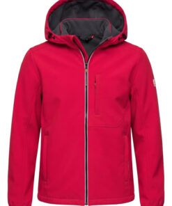Meeste SOFTSHELL jakk fliisvoodri ja kapuutsiga – punane