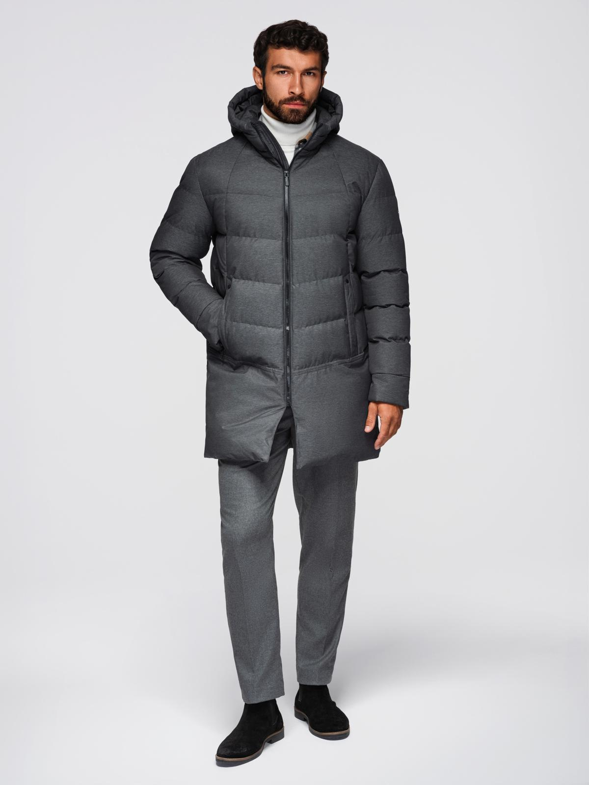 Ombre Clothing meeste kapuutsiga tepitud pikem jope - Image 14