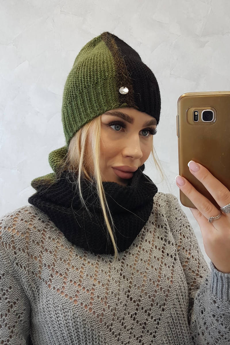 Naiste kootud mütsi ja kaelussalli komplekt Kesi - Image 3