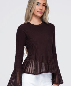 Ombre Clothing naiste kootud pluus laienevate varrukatega
