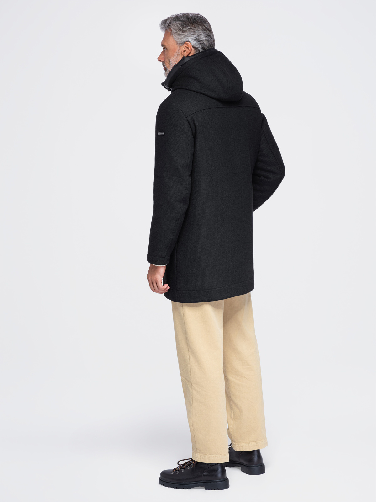 Meeste kapuutsiga villasegust mantel Ombre Clothing - Image 5