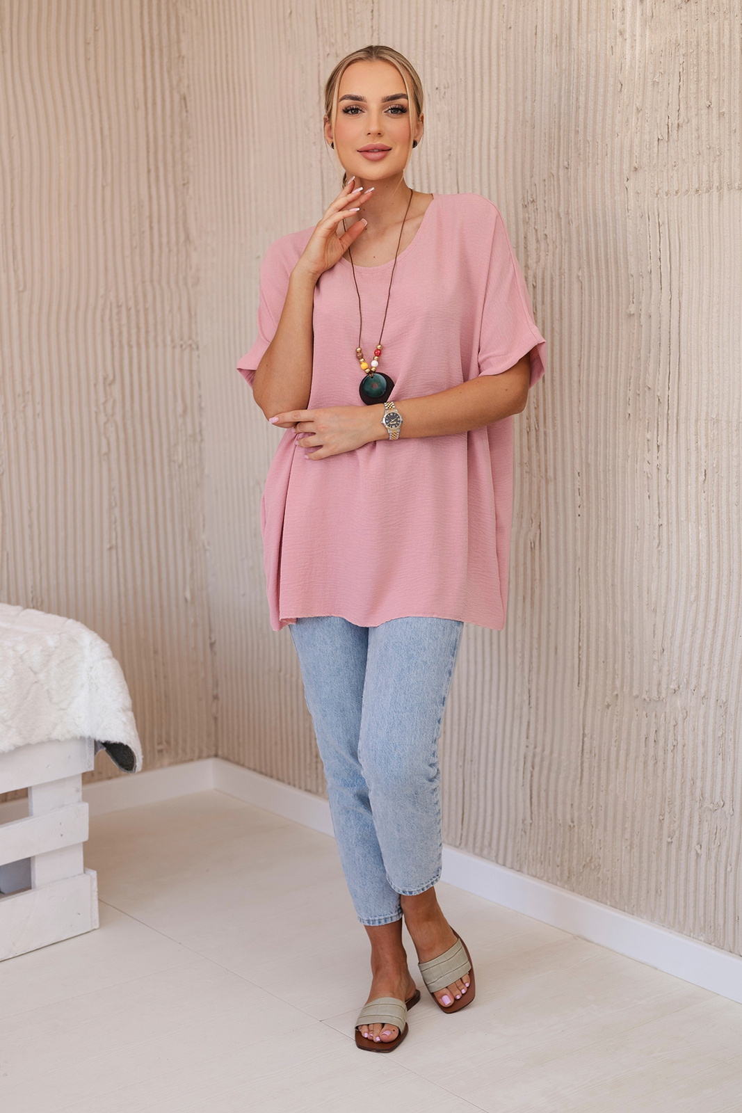 Oversize-lõikega naiste pluus kaelakeega Kesi - Image 5